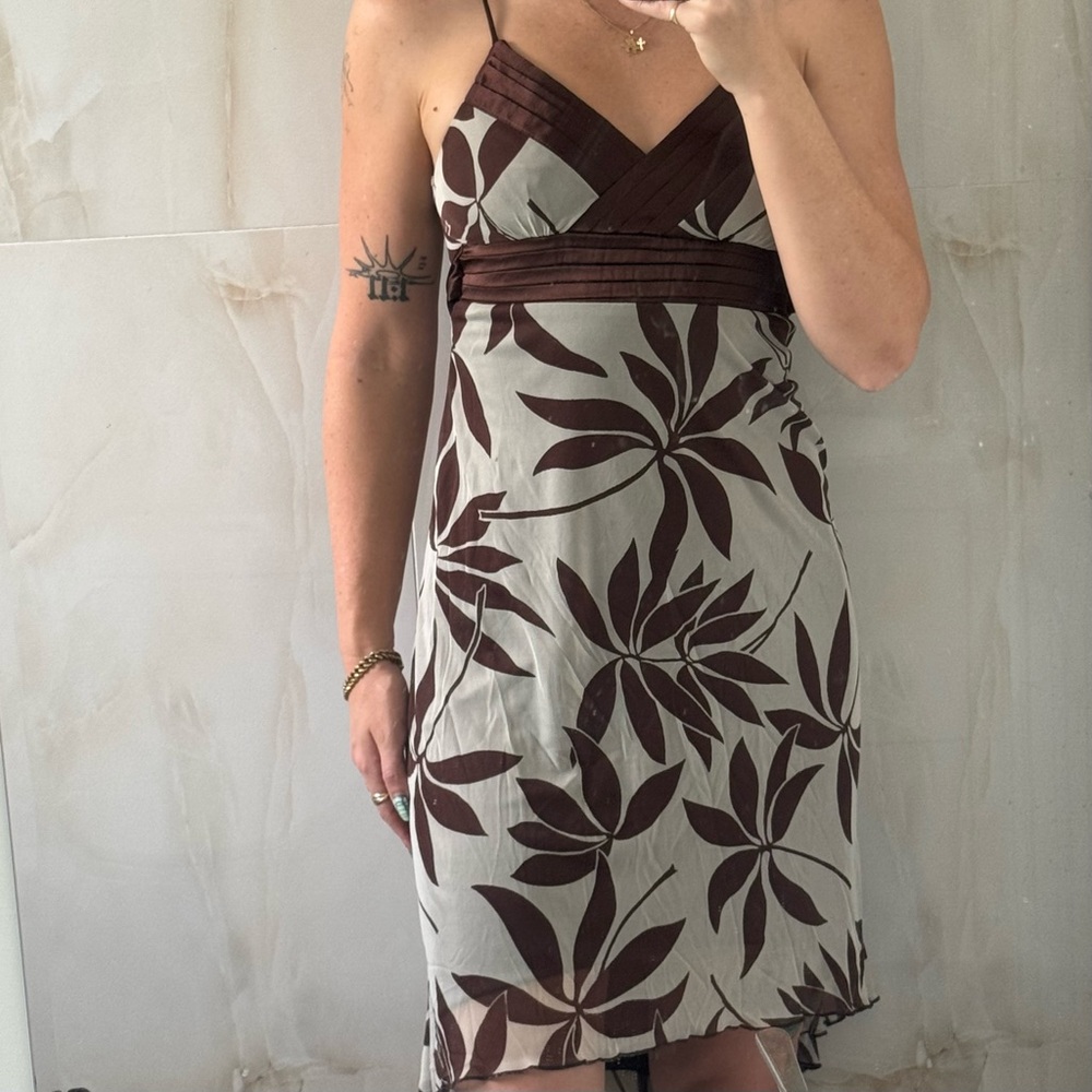 Jodi Kristopher Brown Floral Slip Dress